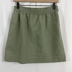 J. Crew Linen Cotton Sidewalk Green Mini Skirt Womens Size 6 Preppy Summer